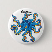 Blaues Kraken-Button Button (Vorderseite)