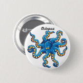 Blaues Kraken-Button Button (Vorne & Hinten)