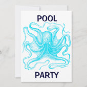 Blaues Kraken-Pool-Party Einladung (Vorderseite)