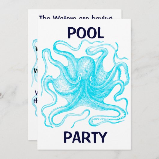 Blaues Kraken-Pool-Party Einladung (Vorne/Hinten)