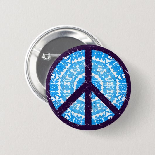 Blaues Krawatten-Friedenszeichen Button (Vorne & Hinten)