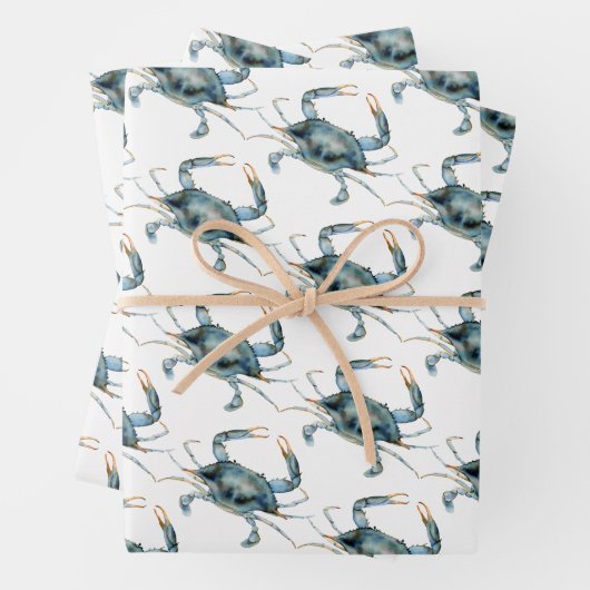 Blaues Krebsmuster Geschenkpapier Set (Beispiel)