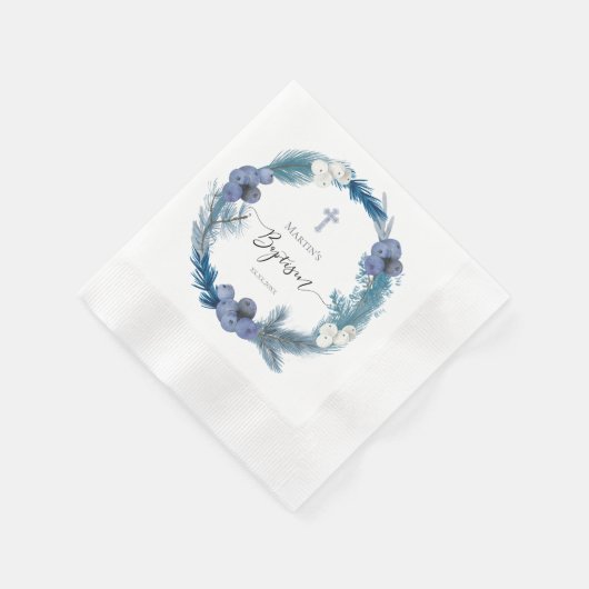 Blaues Kreidepapier für die Wintertaufe Serviette (Ecke)