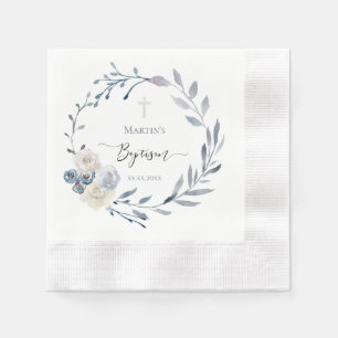Blaues Kreidepapier für Taufe Serviette