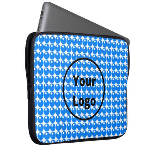 Blaues Kreismuster auf Weiß Laptopschutzhülle (Vorne Rechts)
