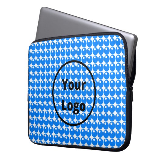 Blaues Kreismuster auf Weiß Laptopschutzhülle (Vorderseite Links)