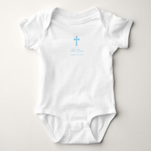 Blaues Kreuz | Boy Christening Baby Strampler (Vorderseite)