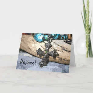 Blaues Kreuz freuen sich Feiertagskarte