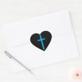 Blaues Kreuz Herz-Aufkleber (Umschlag)
