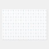Blaues Kreuz-Herz und Punkte der heiligen Kommunio Geschenkpapier Set (Vorderseite)