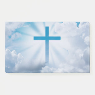 Blaues Kreuz in Sky Post-it Klebezettel