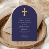 Blaues Kreuz, Religiöse Junge Erste Kommunion Arch Einladung
