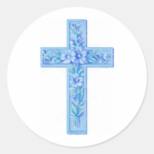 blaues Kreuz Runder Aufkleber