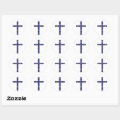 Blaues Kreuz Runder Aufkleber (Blatt)
