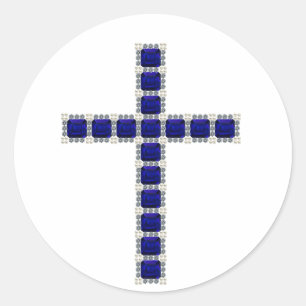 Blaues Kreuz Runder Aufkleber
