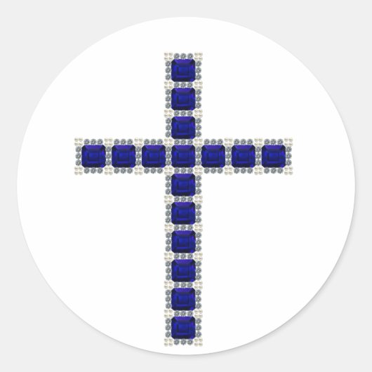 Blaues Kreuz Runder Aufkleber (Vorderseite)