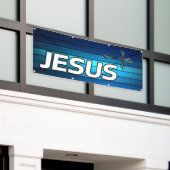 blaues Kreuz und Planken Jesus Banner (Äußeres Gebäude)