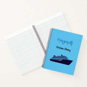 Blaues Kreuzfahrtschiff Personalisiertes Tagebuch Notizblock
