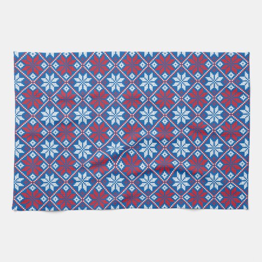 Blaues Kreuzstich Geschirrtuch (Horizontal)