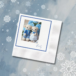 Blaues Krocketfigurenpaar Serviette