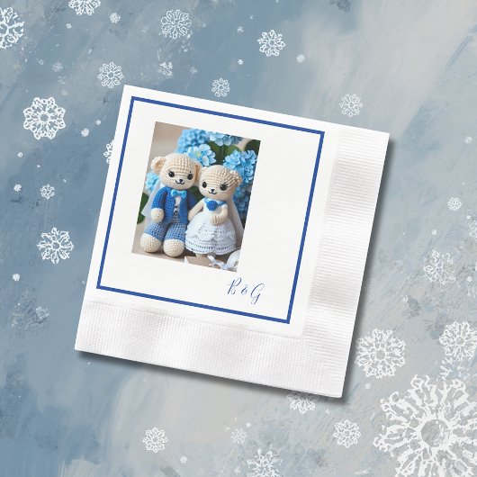 Blaues Krocketfigurenpaar Serviette