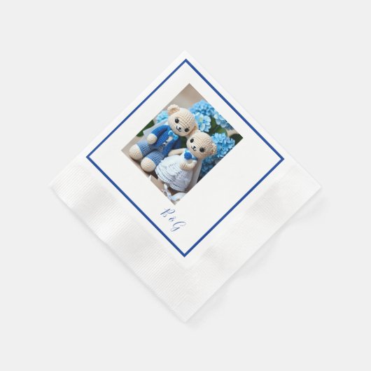 Blaues Krocketfigurenpaar Serviette (Ecke)