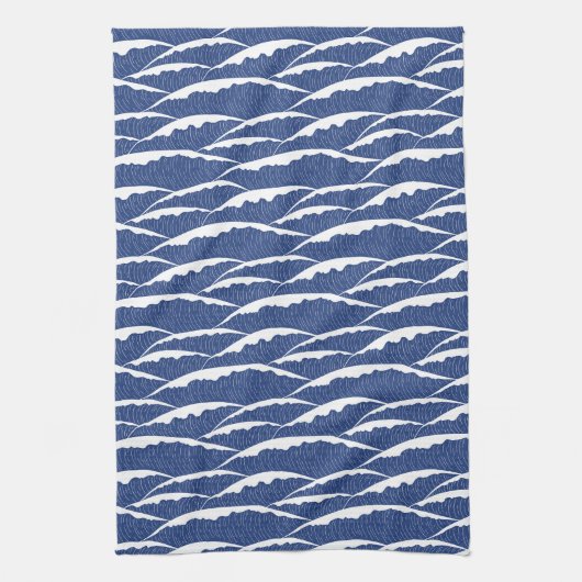 Blaues Küchentuch mit anschaulichen Wellenmuster (Vertikal)
