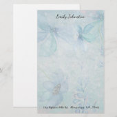 Blaues kundenspezifisches mit Blumenbriefpapier Briefpapier (Vorne/Hinten)