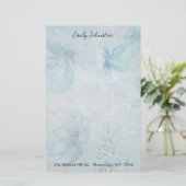 Blaues kundenspezifisches mit Blumenbriefpapier Briefpapier (Stehend Vorderseite)