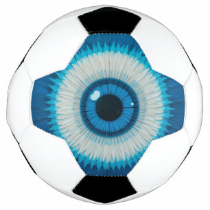 Blaues künstlerisches Böse-Augen-Design Fußball