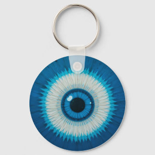 Blaues künstlerisches Böse-Augen-Design Schlüsselanhänger