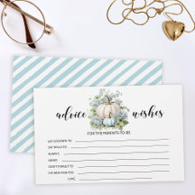 Blaues Kürbisbaby Duschberatung wünscht Karte