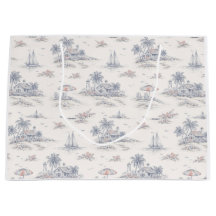 Blaues Küsten-Tropen-Französisches Toile-Muster