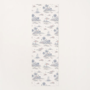 Blaues Küsten-Tropen-Französisches Toile-Muster Yogamatte