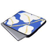 Blaues Küstenblatt Laptopschutzhülle (Vorne Knopf)