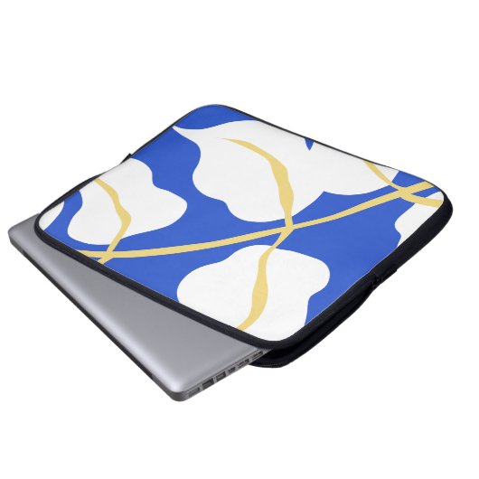 Blaues Küstenblatt Laptopschutzhülle (Vorne Knopf)