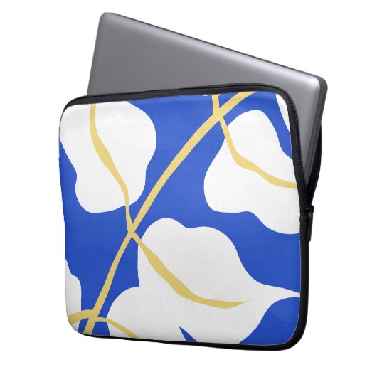 Blaues Küstenblatt Laptopschutzhülle (Vorderseite Links)