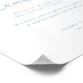 Blaues Küstenehe-Denktisch-Schild Poster (Ecke)
