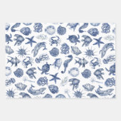 Blaues Küstenwrapping-Papier - Flachblatt Set 3 Geschenkpapier Set (Vorderseite)