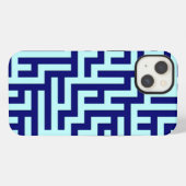 Blaues Labyrinth-Kunstmuster iPhone Hülle (Rückseite (Horizontal))
