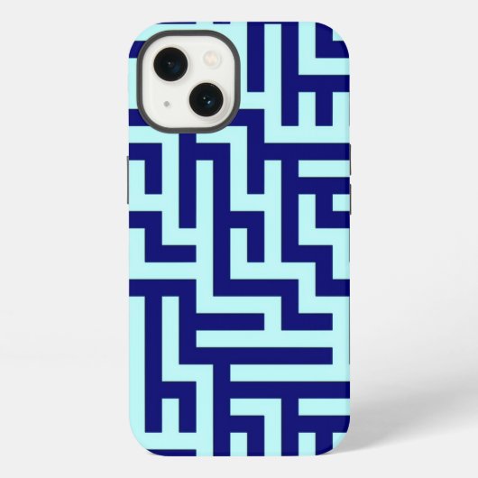 Blaues Labyrinth-Kunstmuster iPhone Hülle (Rückseite)