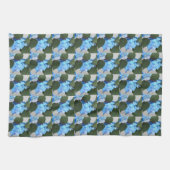 Blaues Lacecap Hydrangea Blumenmuster Geschirrtuch (Horizontal)