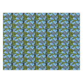 Blaues Lacecap Hydrangea Blumenmuster Tischdecke (Vorderseite (Horizontal))