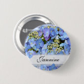 Blaues Lacecap Hydrangea Button (Vorne & Hinten)