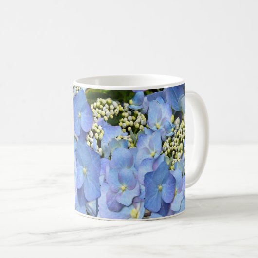 Blaues Lacecap Hydrangea Kaffeetasse (VorderseiteRechts)