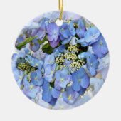 Blaues Lacecap Hydrangea Keramikornament (Vorne)