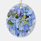 Blaues Lacecap Hydrangea Keramikornament (Links)