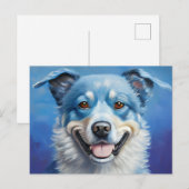 Blaues Lächeln Hund Postkarte (Vorne/Hinten)