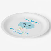 Blaues Lächeln Wolkenraindrops Baby Sprinkle Pappteller (Schrägansicht)