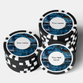 Blaues lackiertes Holz Pokerchips (Stapel)